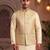 Men   s elegant golden jacquard nehru jacket festive & wedding wear
