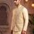 Men   s elegant golden jacquard nehru jacket festive & wedding wear
