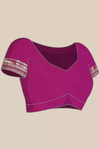 magenta paithani silk saree unstitched blouse piece