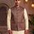 Men   s maroon & gold jacquard nehru jacket wedding & festive wear