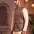 Men   s maroon & gold jacquard nehru jacket wedding & festive wear