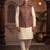 Men   s maroon & gold jacquard nehru jacket wedding & festive wear