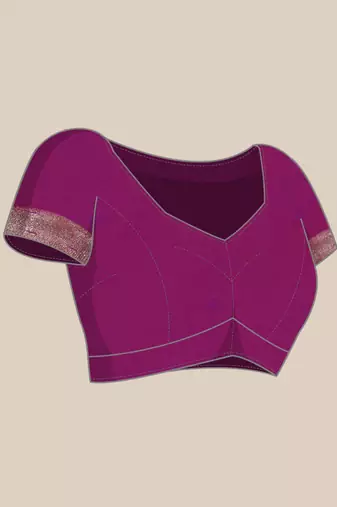 wine paithani silk saree unstitched blouse piece