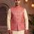 Men   s coral pink jacquard nehru jacket festive & wedding ethnic wear