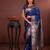 blue floral, zari work slik blend saree with blouse