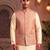 Men   s elegant salmon pink jacquard nehru jacket