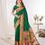 Green paithani silk saree with unstitched blouse piece