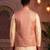 Men   s elegant salmon pink jacquard nehru jacket