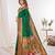 Green paithani silk saree with unstitched blouse piece