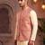 Men   s elegant salmon pink jacquard nehru jacket