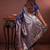 blue floral, zari work slik blend saree with blouse