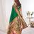 Green paithani silk saree with unstitched blouse piece