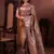 brown floral, zari work slik blend saree with blouse