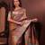 brown floral, zari work slik blend saree with blouse