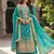Turquoise chinon semi stitched suit with embroidery & sequence work