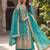Turquoise chinon semi stitched suit with embroidery & sequence work