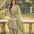 Green chinon semi stitched suit with embroidery & sequence work