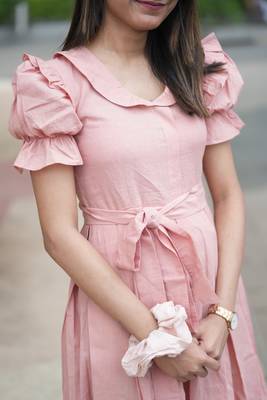 Soft pink vintage pure cotton mini summer dress 5