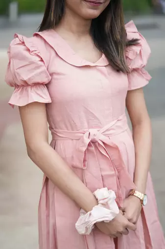 Soft pink vintage pure cotton mini summer dress