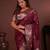 maroon floral, zari work slik blend saree with blouse