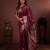 maroon floral, zari work slik blend saree with blouse