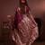 maroon floral, zari work slik blend saree with blouse