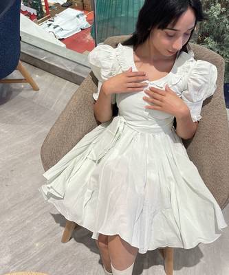 Mint green pure cotton summer mini dress with ruffeled sleeves 2