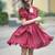 Dark maroon vintage pure cotton mini summer dress with ruffeled sleeves