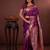 purple floral, zari work slik blend saree with blouse