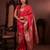 red floral, zari work slik blend saree with blouse