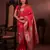 red floral, zari work slik blend saree with blouse