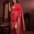 red floral, zari work slik blend saree with blouse