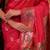 red floral, zari work slik blend saree with blouse