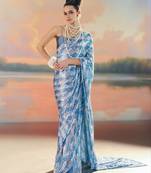 Blue Color Sequence Work Silk Saree