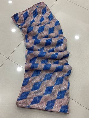 Blue Color Sequence Work art silk saree 4