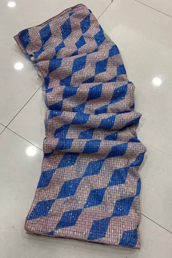 Blue Color Sequence Work art silk saree
