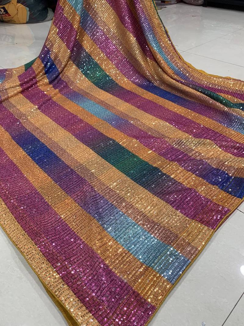 Multi Color Sequence Work Silk Saree