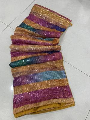 Multi Color Sequence Work art silk saree 2