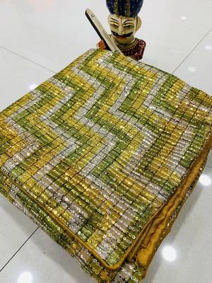 Yellow Color Sequence Work art silk saree 5