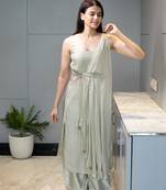 Sage drape - mint indo-western kurta suit set with farsi pants
