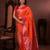 orange floral, zari work silk blend saree with blouse