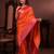 orange floral, zari work silk blend saree with blouse