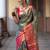 teal green floral, zari work faux kanjivaram semi silk saree with blouse