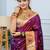 magenta floral, zari woven slik blend saree with blouse