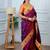 magenta floral, zari woven slik blend saree with blouse