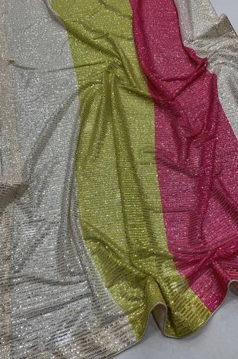 Multi Color Sequins Work Silk Saree