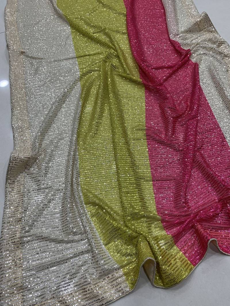 Multi Color Sequins Work Silk Saree