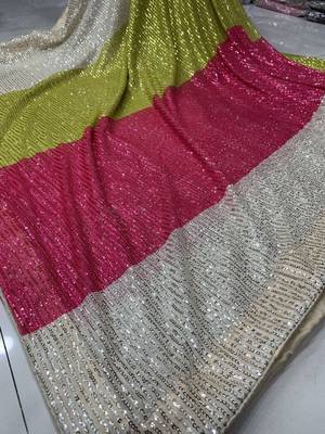 Multi Color Sequins Work art silk saree 2