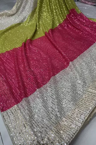 Multi Color Sequins Work art silk saree