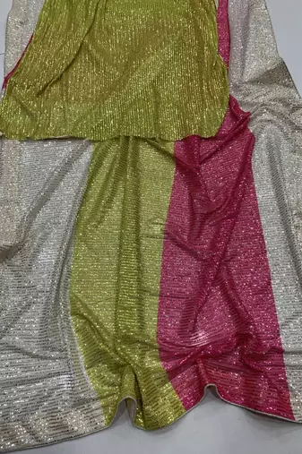 Multi Color Sequins Work art silk saree